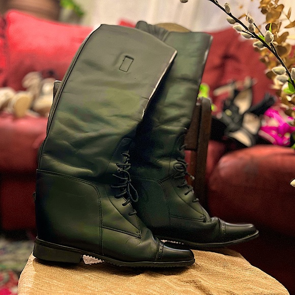 Black Stiff Pull-On Amazonas Equestrian Riding Boots - Picture 2 of 16